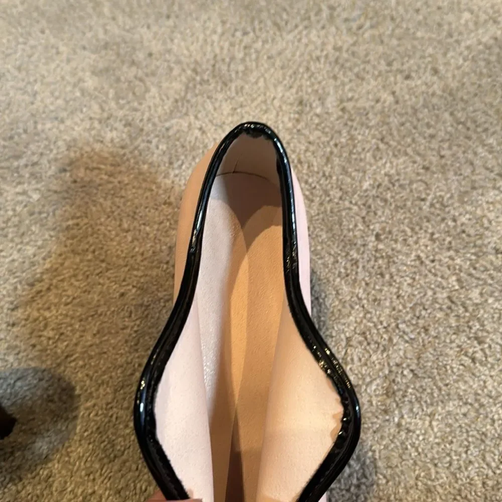 Women’s Pink & Black High Heels Pumps Bow Design Slip On Size 7.5 (39CN) NEW